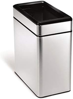 simplehuman Slim Open Can, 10L / 2.6 Gallon Commercial Office Trash Can for Hotel Rooms, Conference Rooms, Reception, Heavy Duty…