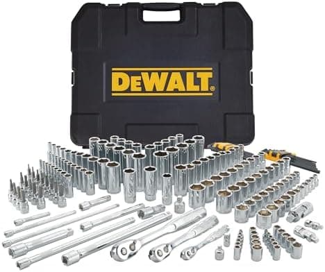 DEWALT 192 Pcs. Mechanics Tool Set, 1/2, 1/4, 3/8 Socket Set, SAE and Metric Socket Wrench Set, Hard Shell Tool Box (DWMT75049)