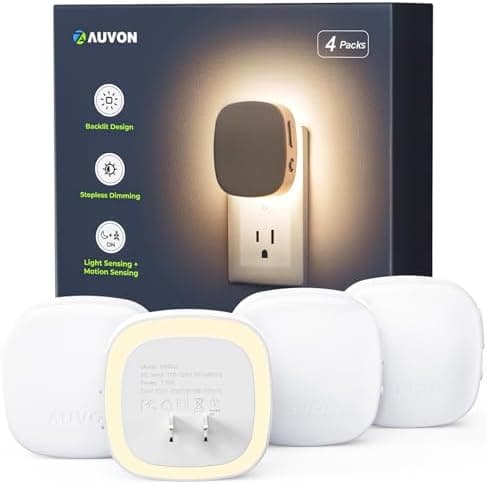 AUVON Plug-in LED Backlit Night Light with Motion Sensor & Dusk to Dawn Sensor, 2700K Soft Warm White…