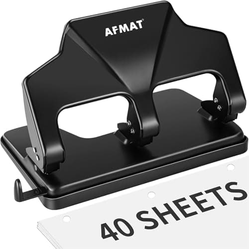 AFMAT 3 Hole Punch Heavy Duty, 40-Sheet Three Hole Punch, 50% Reduced…