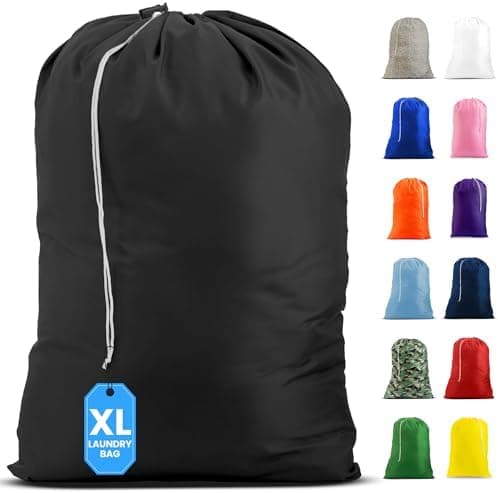 Nylon XL Laundry Bag, Large Capacity with Locking Drawstring, Machine…
