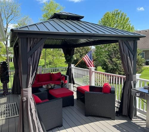 Domi 10' x 12' Hardtop Gazebo, Outdoor Metal Gazebo for Patios with Galvanized Steel Double Roof…