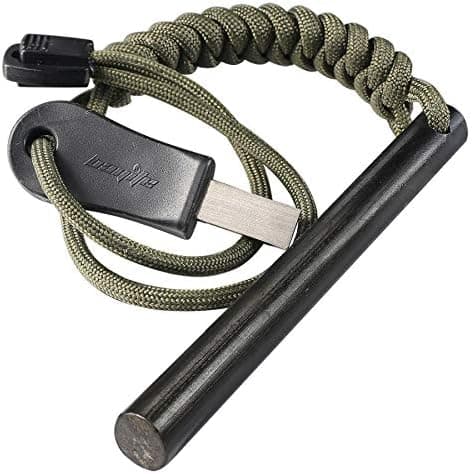 4 Inch Survival Ferrocerium Drilled Flint Fire Starter, Ferro Rod Kit with Paracord Landyard Handle and…
