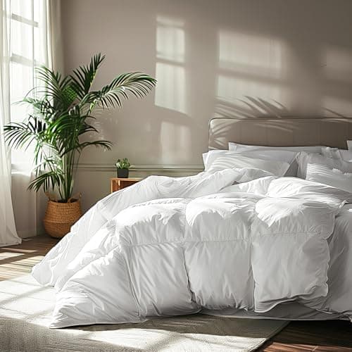 Serta Goose Feather Down Fiber Comforter Queen Size - 100% Cotton…