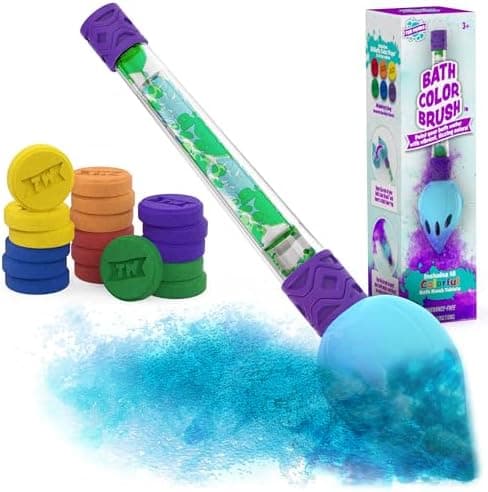 Tub Works® Bath Color Brush™ Kids Bath Bomb Set | Nontoxic & Fragrance-Free | Use Brush to Paint Water with…