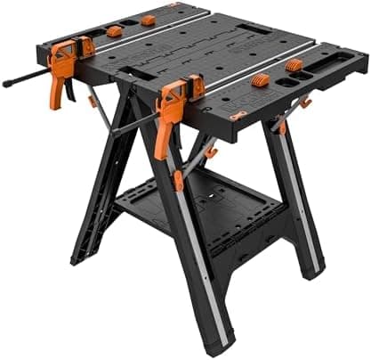 Worx Pegasus 2-in-1 Folding Work Table & Sawhorse, Easy Setup Portable Workbench, 31" W x 25" D x…