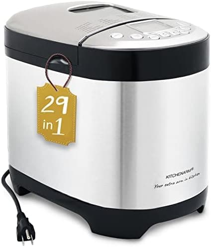 KITCHENARM 29-in-1 SMART Bread Machine with Gluten Free Setting 2LB 1.5LB 1LB Bread Maker Machine with Homemade Cycle - Stainless…