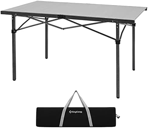 KingCamp Aluminum Camping Table Foldable, Large 53.5" Roll Up Camp Table Folding Seamless Tabletop Heavy Duty…