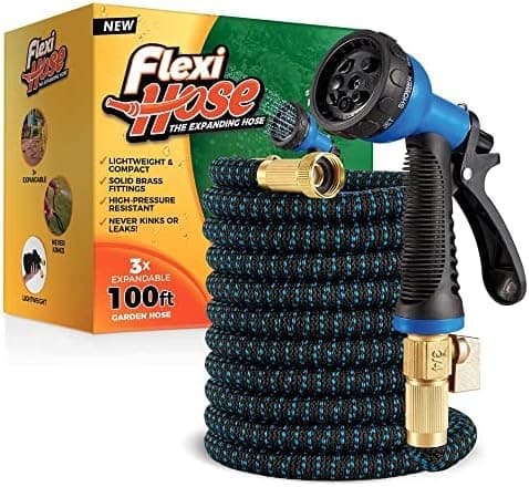 Flexi Hose Expandable Garden Hose with 8 Function Nozzle, 100FT - Lightweight Retractable Garden Hose, Water Hose - No-Kink…