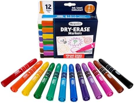 Crayola Take Note Dry Erase Markers for School (12ct) Teacher Classroom Supplies, Chisel Tip Whiteboard…