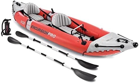 INTEX 68309EP Excursion Pro K2 Inflatable Kayak Set: Includes Deluxe 86in Kayak Paddles and High-Output Pump – SuperTough PVC –…