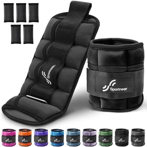 Sportneer Adjustable Ankle Weights for Women and Men 7 lbs/Pair Adjustable Leg Weights with Secure Straps, Strength Training…