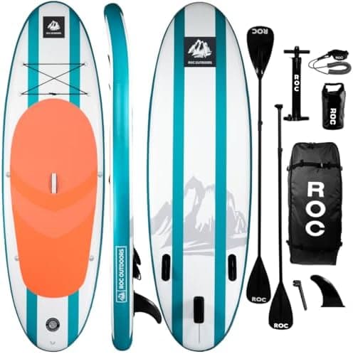 Roc Inflatable Stand Up Paddle Board with Premium SUP Paddle Board Accessories, Wide Stable Design…