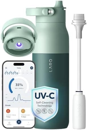 LARQ PureVis 2 Self Cleaning Water Bottle - UV Water Purifier with Filter Straw, Smart App Hydration Tracking, Insulated…