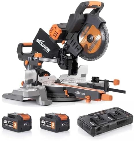Evolution R255SMS-DB-Li Cordless Dual Bevel Sliding Miter Saw | 40V Brushless Motor | 48° Bevel, 50° Miter | Compact &…