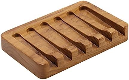 Soap Dish with Slanted Waterfall Design by HTB, Bar Soap Holder Teak Wood, Soap Saver for Shower, Bathroom…