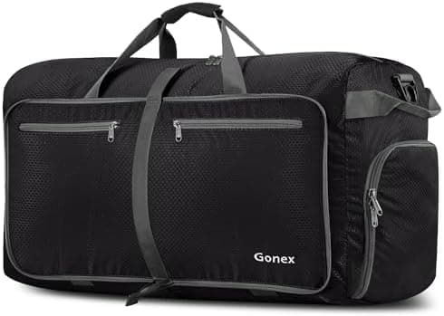 Gonex Large Foldable Travel Duffle Bag with Shoes Compartment, Packable Lightweight Water Repellent Duffel…