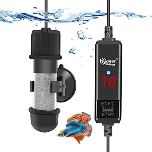 hygger Small Aquarium Betta Heater, Submersible Fish Tank Heater 10W/25W/50W/100W with LED Digital Display, Suitable for Marine…