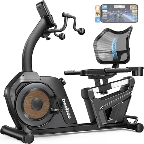 pooboo Recumbent Exercise Bike, Stationary Bikes for Home with Arm Exerciser, Magnetic Recumbent Bike with Ergonomic Backrest &…