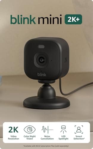 Blink Mini 2K+ (newest model) – Plug-in Home & Pet Indoor Security…