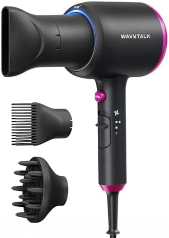 Wavytalk Hair Dryer with Diffuser, Blown Away Ionic Hair Dryer for Curly Hair with Comb, 1875W Fast Drying…