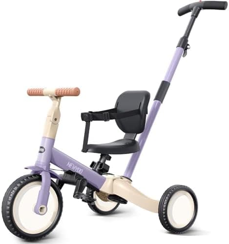 newyoo Toddler Tricycle with Push Handle for 1-3 Year Old, Toddler Bike, Birthday Toy for Boys and Girls, 5 in 1 Kids Trike…
