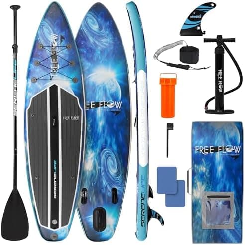 SereneLife 10’6” Inflatable Stand Up Paddle Board with Premium SUP…