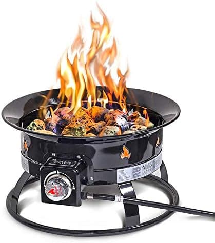 Outland Living Portable Propane Fire Pit, 19-inch, 58,000 BTU with Fire Pit Cover & Carry Kit…