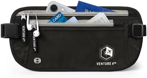 VENTURE 4TH Money Belt for Travel – Slim Hidden Under-Clothes RFID Blocking Anti-Theft Passport Holder & Travel Wallet Pouch for…