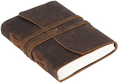 KomalC Leather Journal Notebook, Genuine Leather Journal for Men & Women Handmade Writing Travel Notebook…