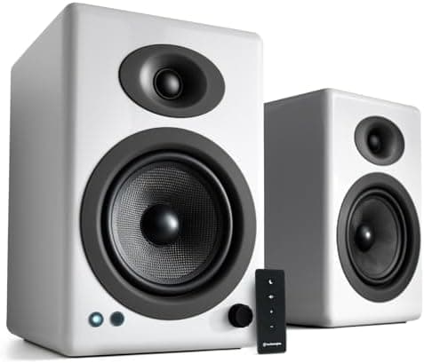 Audioengine A5+ Wireless Bookshelf Speakers – Bluetooth Powered Speakers for Turntables, Vinyl Records, Music Streaming and Home…