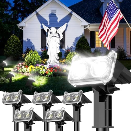 LETMY Solar Lights Outdoor Waterproof IP65, 6 Pack Solar Spot Lights Outdoor With 14 Big LEDs, 2-in-1 Wall Lights & 2 Modes Solar…