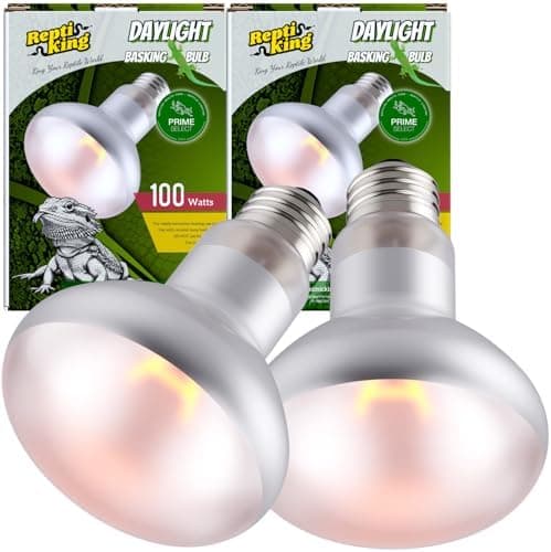 Reptile Heat Bulb Lamp, 2-Pack 100W Daylight Basking Spot, Bearded Dragon/Turtle/Lzard/Gecko Light Bulb, UVA Heat Lamp, Basking…