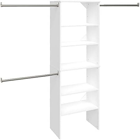 ClosetMaid SuiteSymphony Wood Closet Organizer System, 25-Inch Starter Kit with Tower and 3 Hang Rods and Shelving, Adjustable…