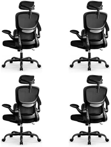BESTFAIR High Back Ergonomic Office Chair, Breathable Mesh Desk Chair with Lumbar Support, Adjustable Headrest, Flip-up Armrests…