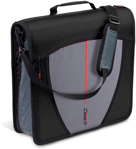 Case-it Mighty Zip Tab School Zipper Binder | 3-Inch O-Rings, 600-Sheet Capacity, 5-Subject Expanding File Folder, Multiple…