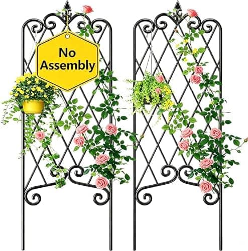 Amagabeli Garden Trellis for Climbing Plants 47” x 16” Rustproof Black Iron Plant Trellis Potted Vines Vegetables Flowers Patio…