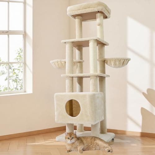 Gardner Pet 65in Heavy Duty Cat Tree Tower for Large Cats, Multi-Level Cat Furniture with Replaceable Sisal Scratching Post…