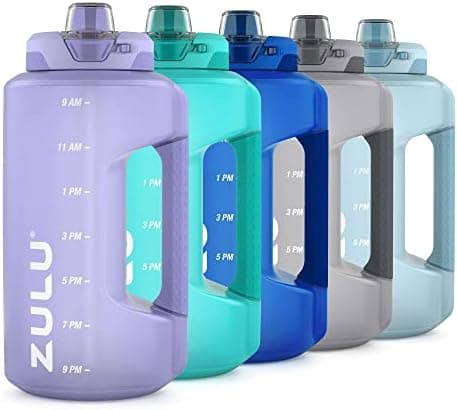 ZULU Goals 64oz Half Gallon Plastic Water Bottle with Straw and Time Marker | Large Reusable Jug with Handle and Leak Proof Lid…