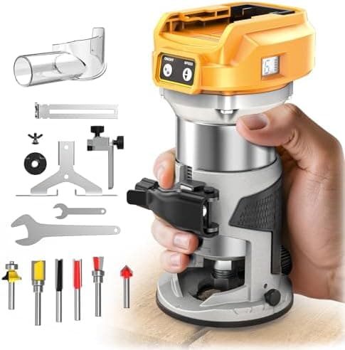 MtiolHig Cordless Compact Router Compatible with DeWalt 20V Battery (Tool Only), 6 Variable Speeds Router Tool for Woodworking…
