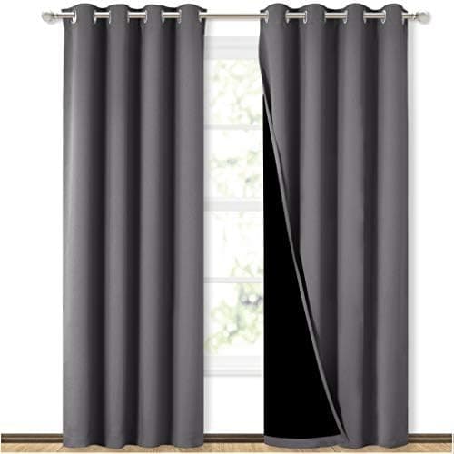 NICETOWN Grey Full Shade Curtain Panels, Pair of Energy Smart & Noise Blocking Out Blackout Drapes for Dining Room Window…