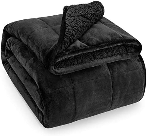 Wemore Sherpa Fleece Weighted Blanket for Adult 15 lbs Dual Sided Cozy Fluffy Heavy Blanket,Ultra Fuzzy Throw Blanket with Soft…