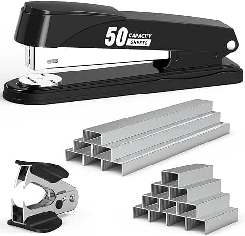 Metal Stapler Heavy Duty 50 Sheet Capacity with 1750 Staples and Staple Remover, Full Strip Staplers for…