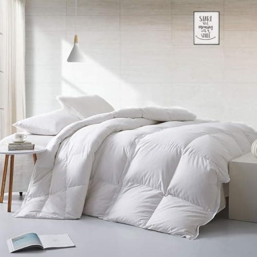 APSMILE Lightweight Down Feather Fibers Comforter Oversized King Size, Light Warmth Duvet Insert for Hot…