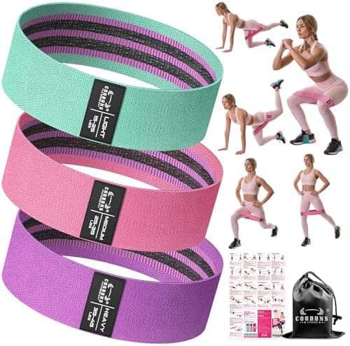 Fabric Resistance Bands for Working Out - Exercise Bands for Women and Men, Booty Bands for Legs and Glute, Yoga, Pilates, Rehab…
