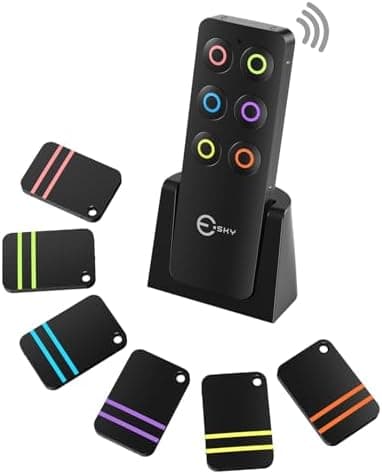 Esky Key Finder Locator with Sound, Stick-on TV Remote Control Finder, Item Locator Tags with 85dB Noise Sound 6 Receivers…