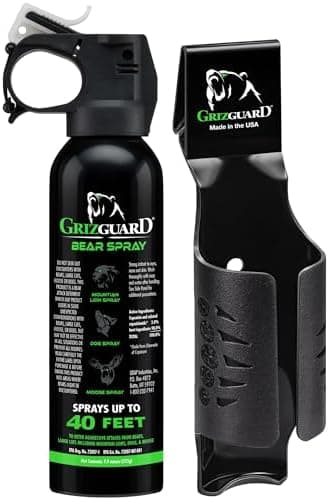 Griz Guard Bear Spray with Holster -Maximum Strength 7.9 oz, 40-Foot Range, EPA-Registered Bear Deterrent – Repels Bears…