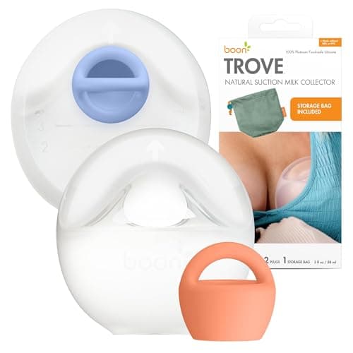 Boon Trove Silicone Manual Breast Pump Set - Hands Free Breast Milk Collector - Includes Polyester Travel…