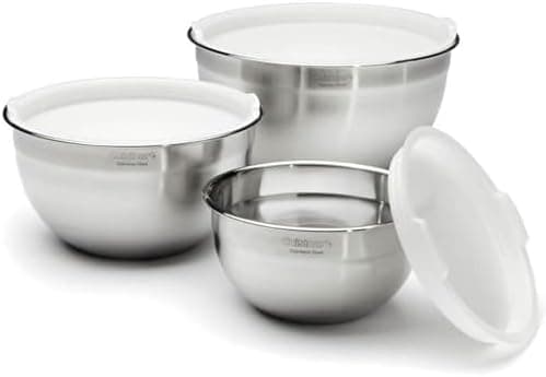 Cuisinart Mixing Bowl Set, Stainless Steel, 3‑Piece Nesting Bowls for…