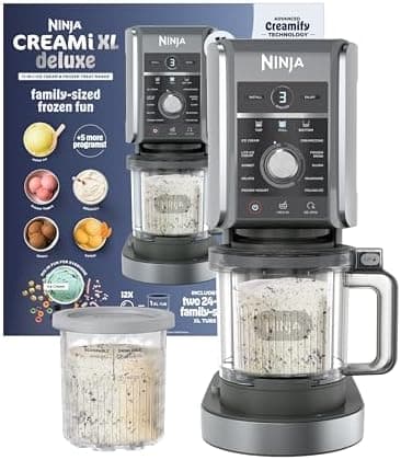 Ninja CREAMi Deluxe Ice Cream Maker | 11-in-1 Create Frozen Desserts, Sorbet, Milkshakes, Yogurt & More | Includes 2 Dishwasher…